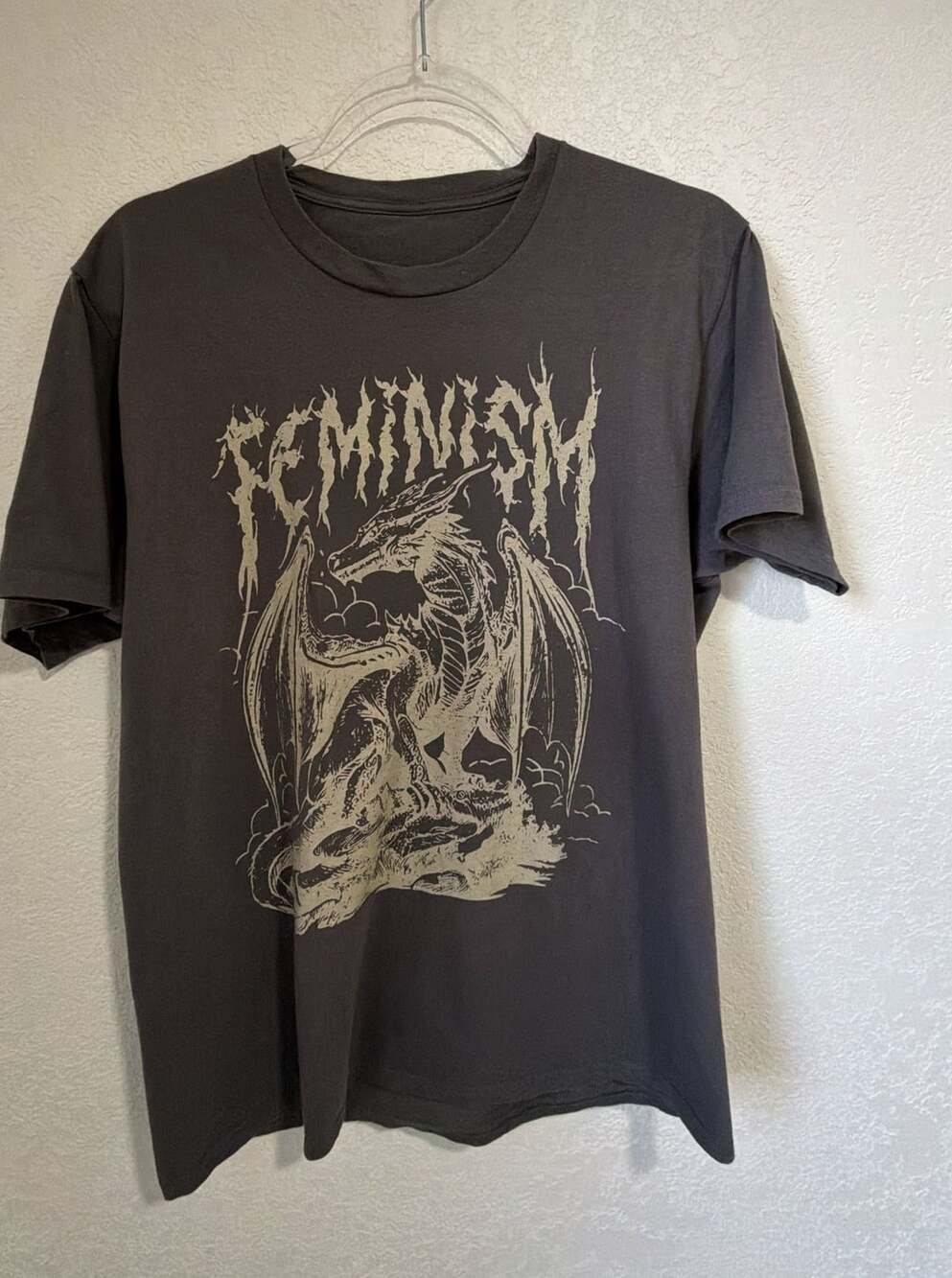 Comfort Colors Feminism Dragon Graphic T-Shirt Gray Dark Fantasy Tee